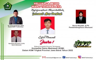 Erfin Firnandi Juara I KSM Ekonomi Terintegrasi Tingkat Provinsi Tahun 2022